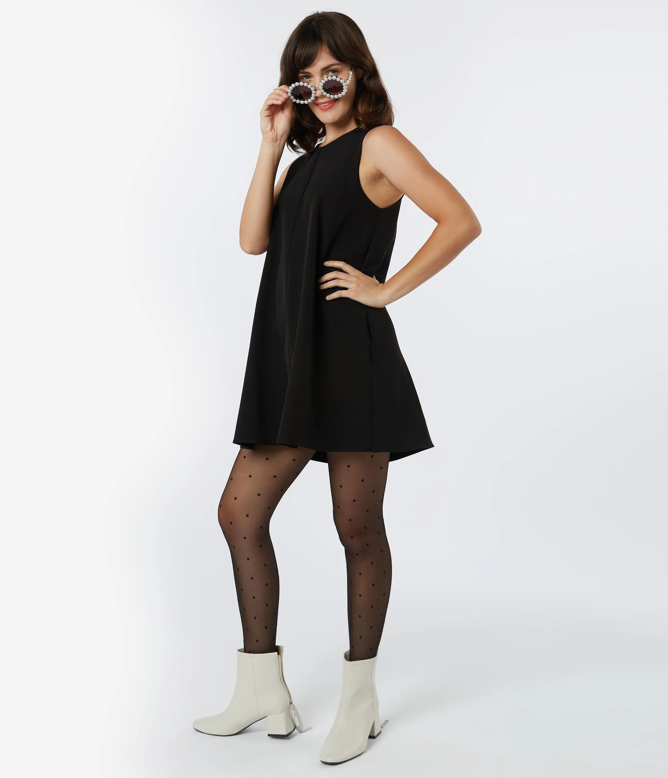 1960s Style Black Sleeveless Shift Dress