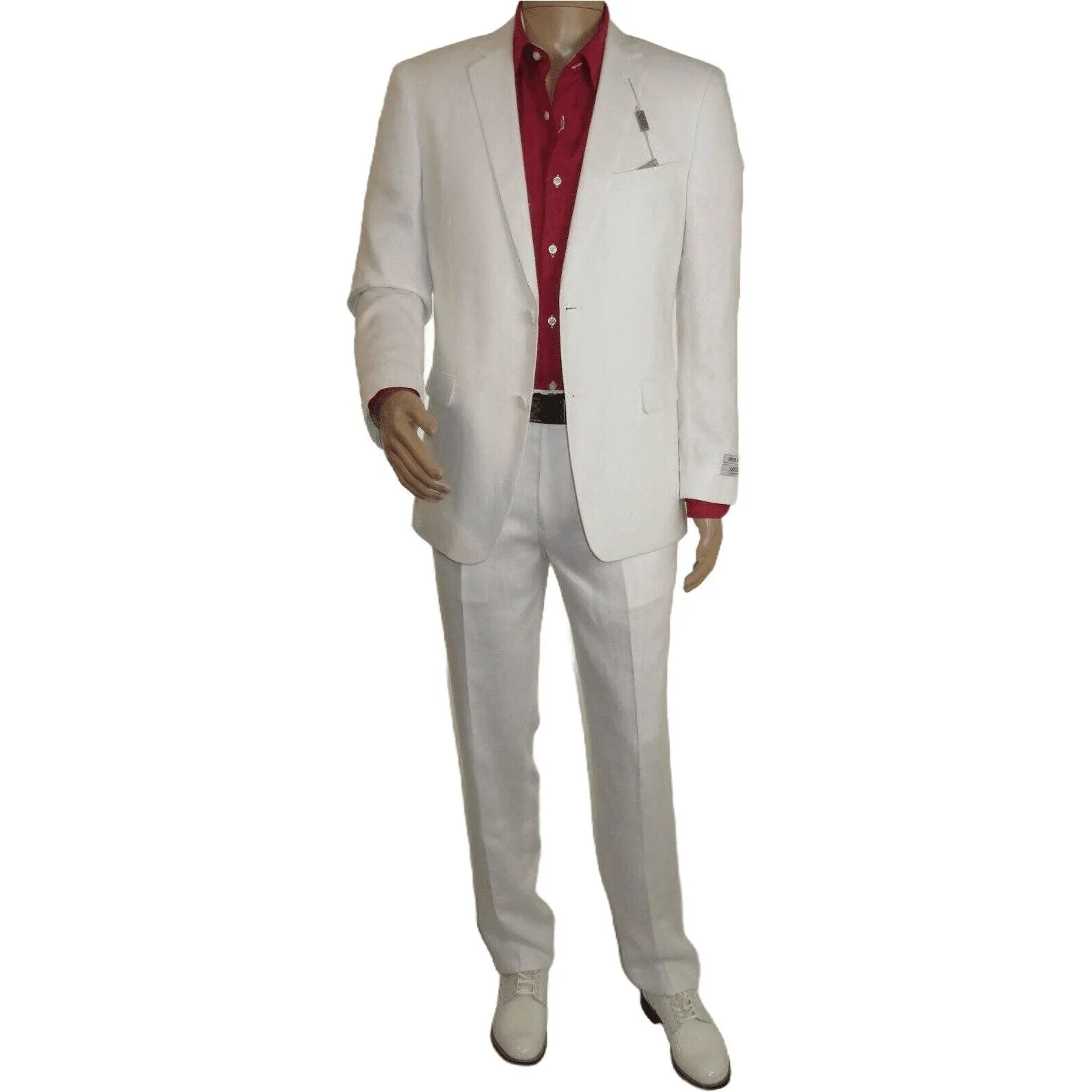 Adolfo Men's Linen Suit summer suit Breathable and comfortable C500 White