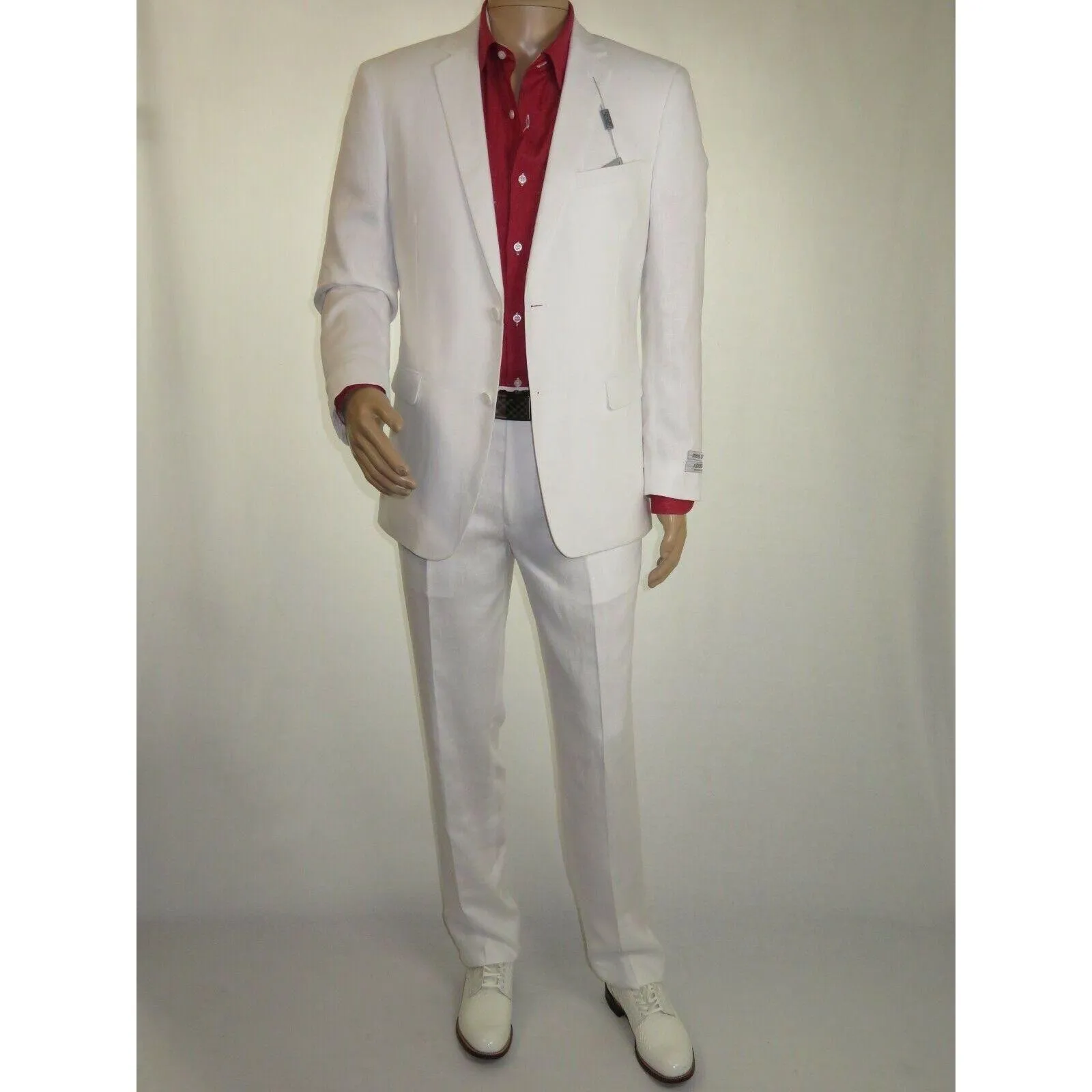 Adolfo Men's Linen Suit summer suit Breathable and comfortable C500 White