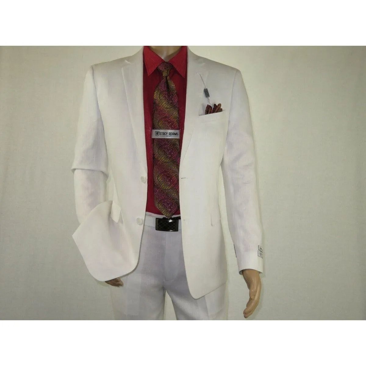 Adolfo Men's Linen Suit summer suit Breathable and comfortable C500 White