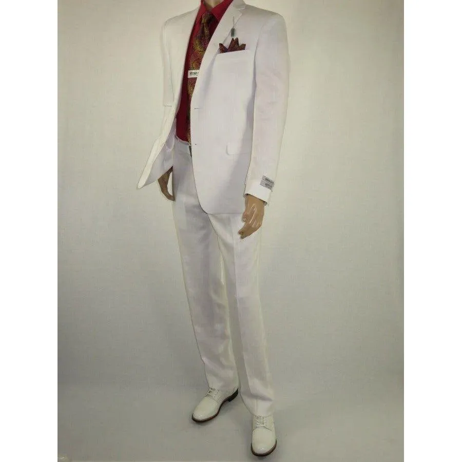 Adolfo Men's Linen Suit summer suit Breathable and comfortable C500 White