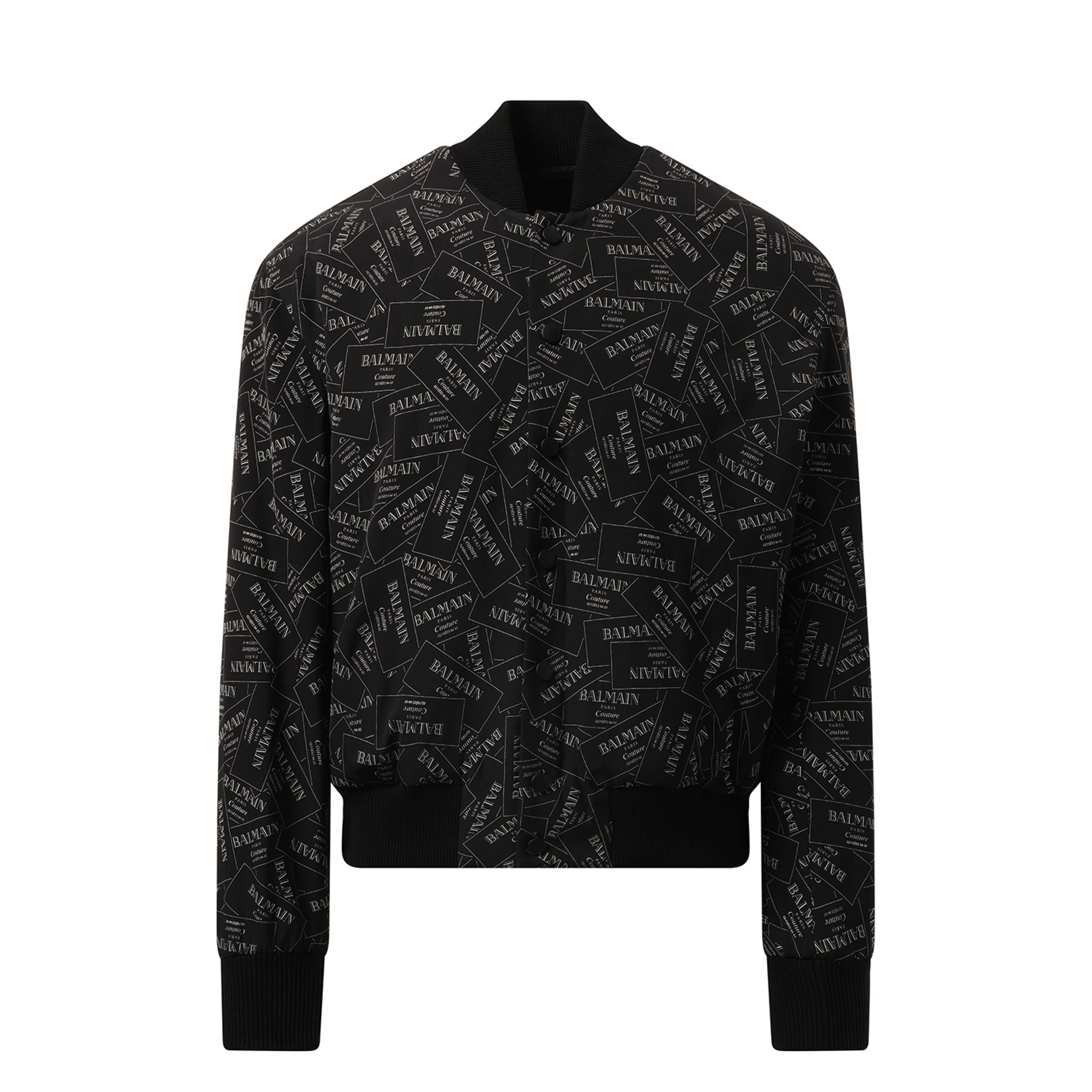 Allover Label Bomber Jacket in Black/White