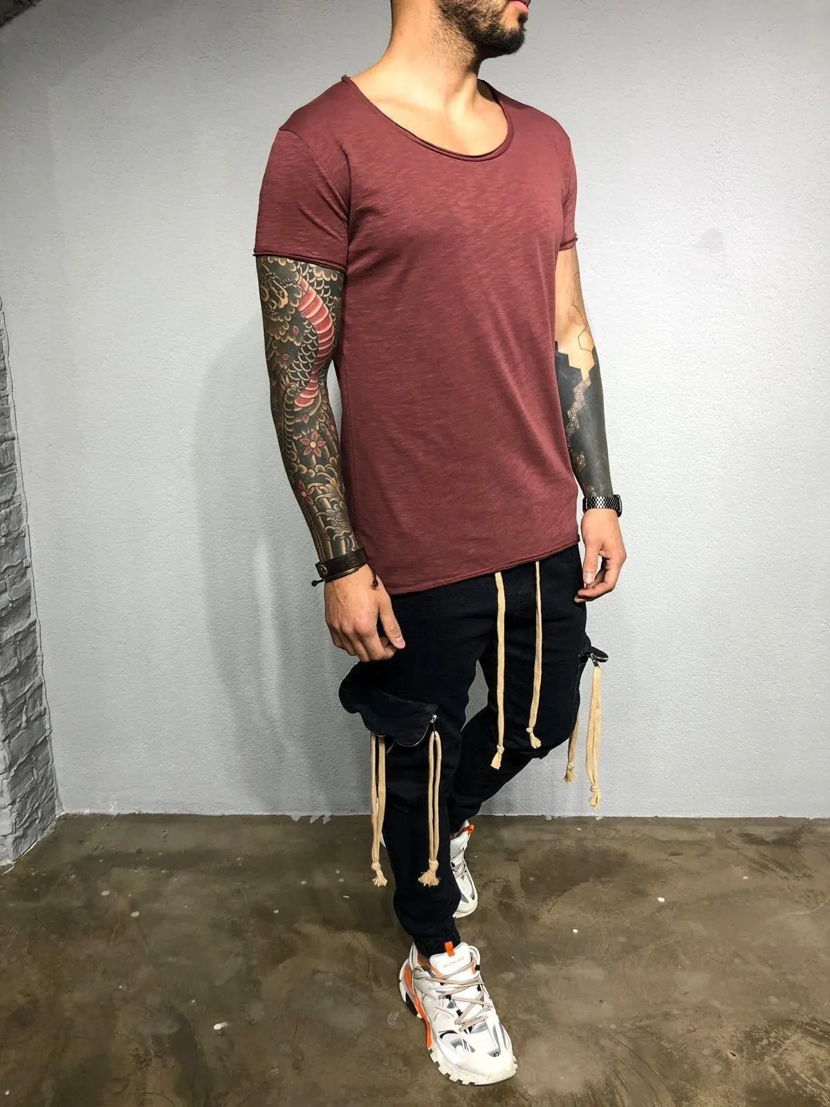Bordeaux Plain T-Shirt BL246 Streetwear T-Shirts