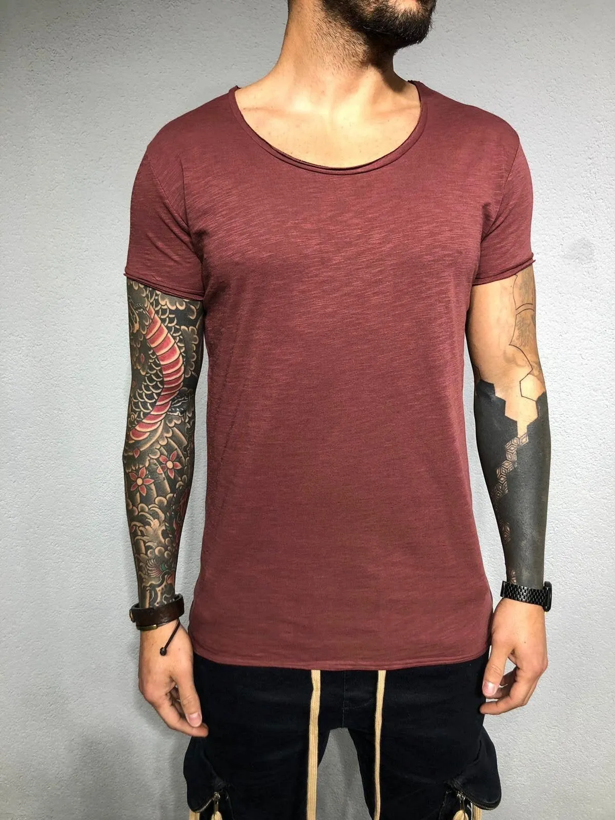 Bordeaux Plain T-Shirt BL246 Streetwear T-Shirts