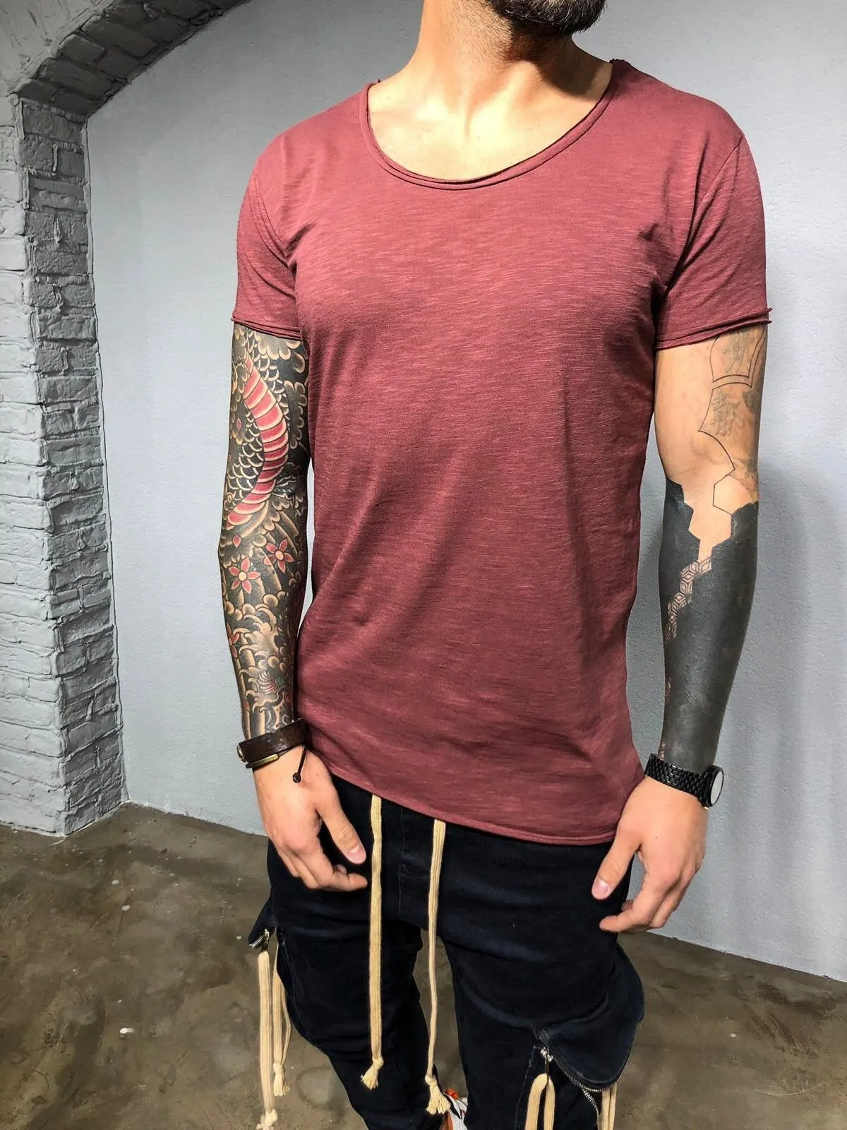 Bordeaux Plain T-Shirt BL246 Streetwear T-Shirts