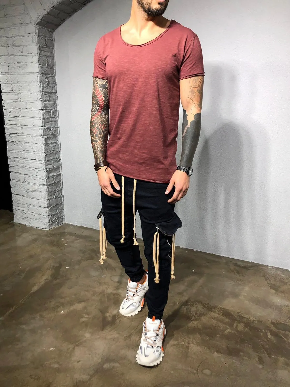 Bordeaux Plain T-Shirt BL246 Streetwear T-Shirts