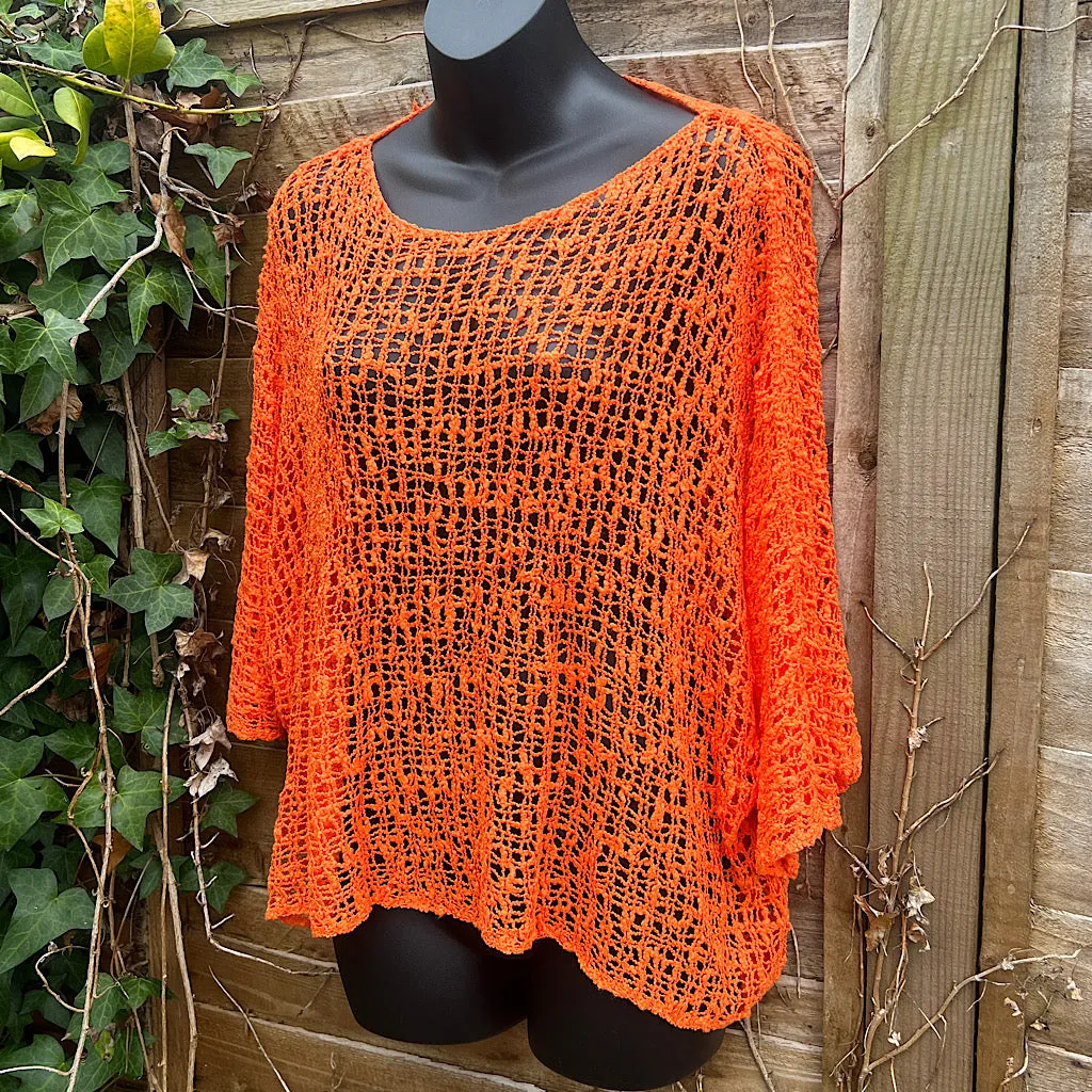 Breezy Orange Bohemian Popcorn Cover Up