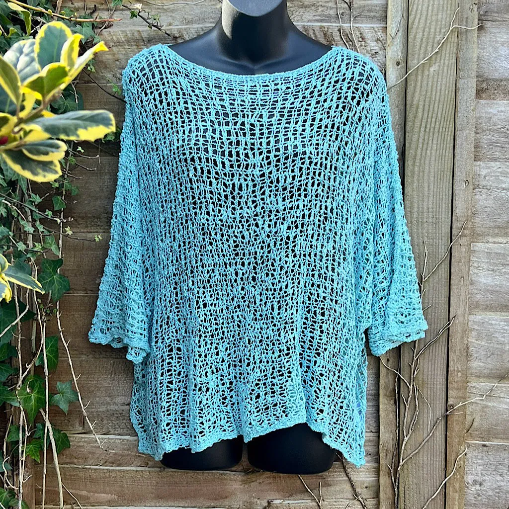Breezy Teal Bohemian Popcorn Cover Up