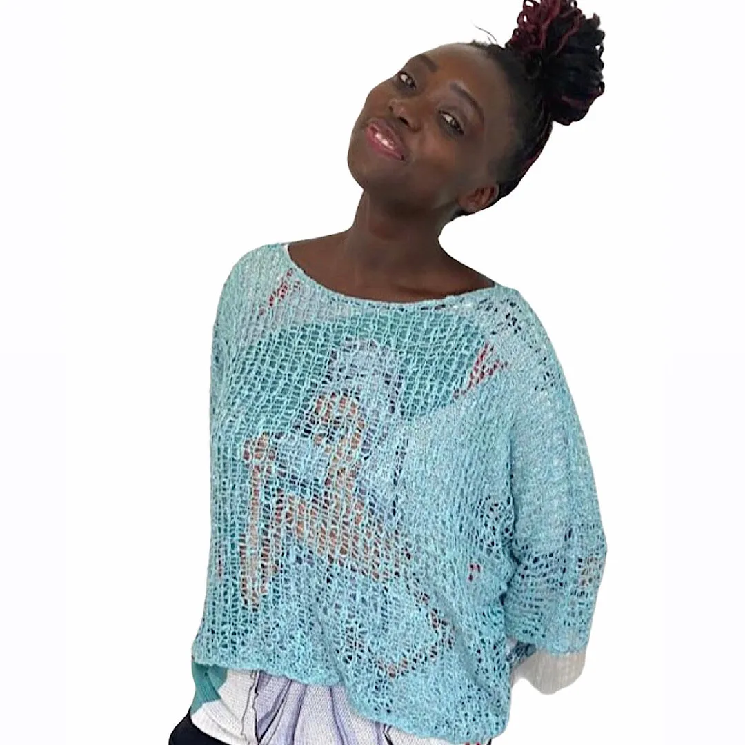 Breezy Teal Bohemian Popcorn Cover Up