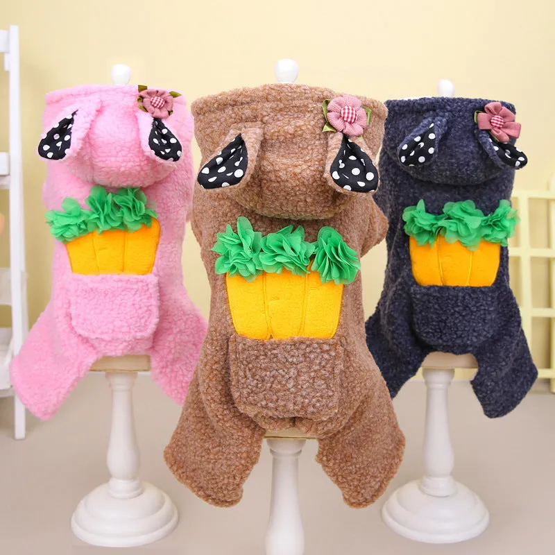 Carrot Design Warm Winter Four-legged Dog Hoodies