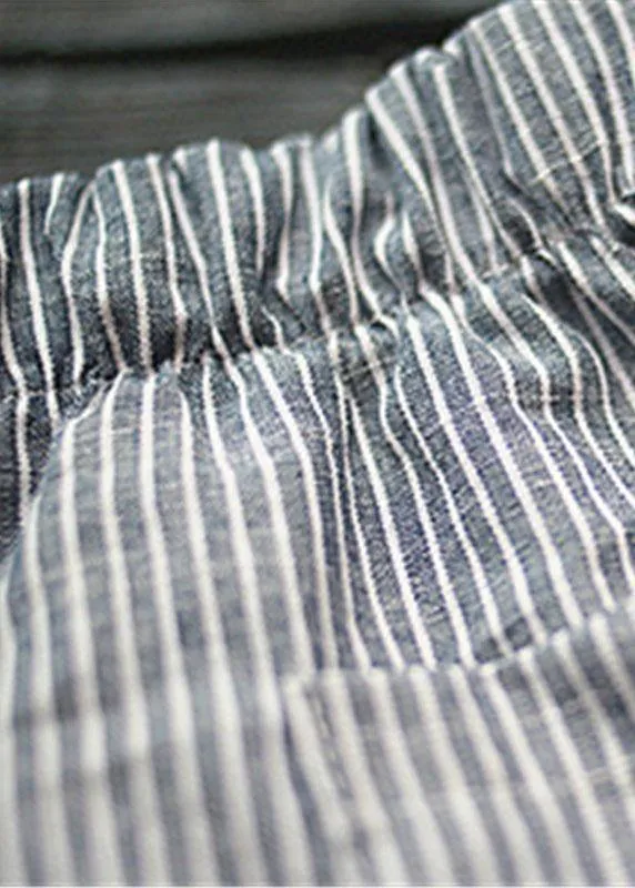 Casual Stripe Pocket Elastic Waist Women Harem Pants