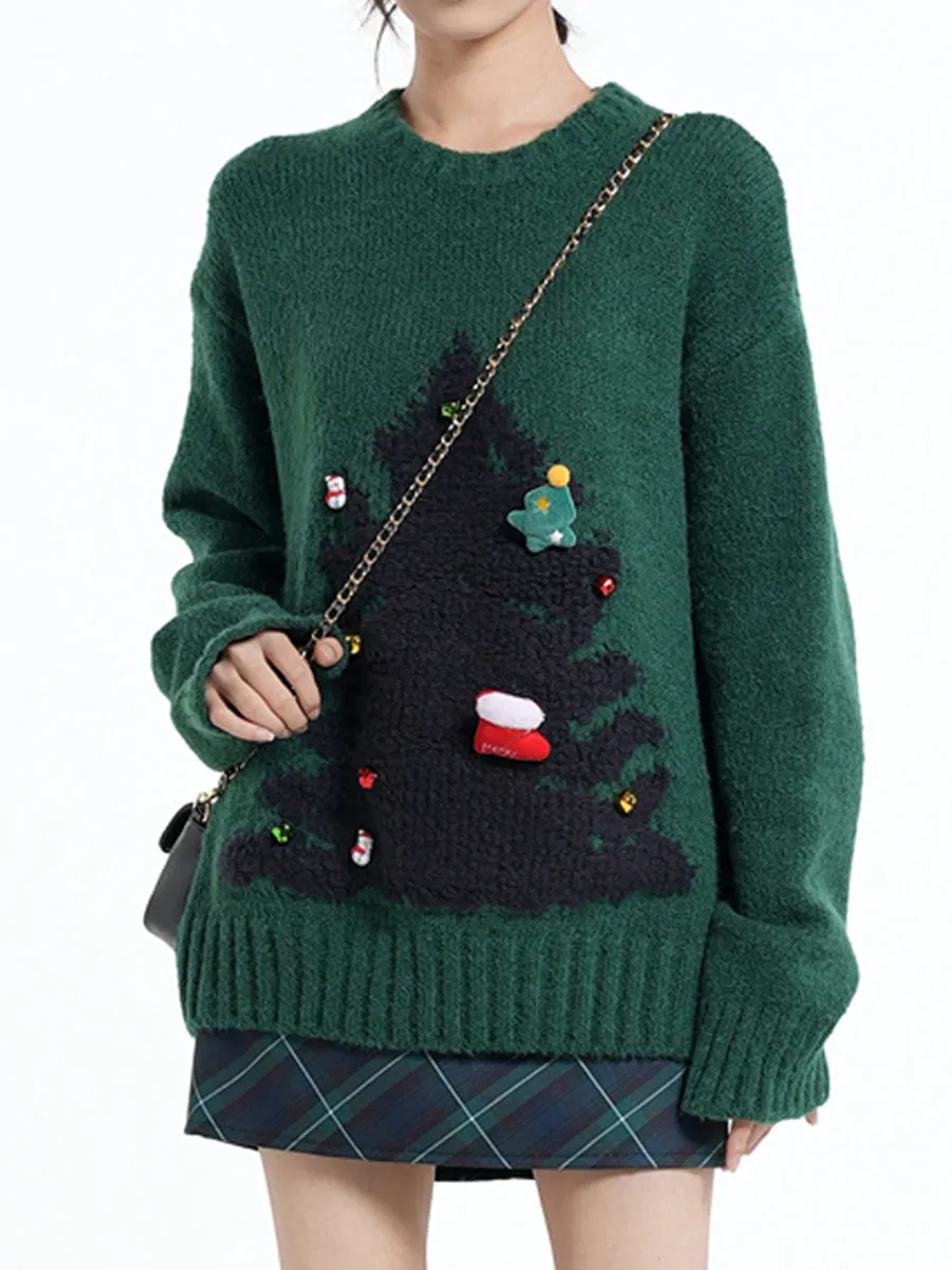 Christmas Tree Pattern Knitted Sweater