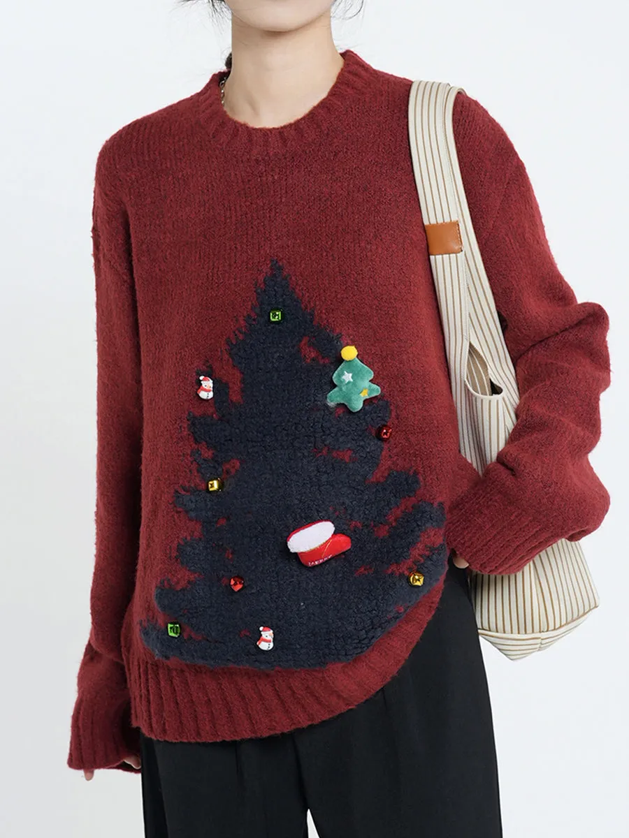 Christmas Tree Pattern Knitted Sweater