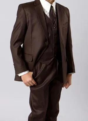 Classic Boy Suit 5 Piece Set Brown