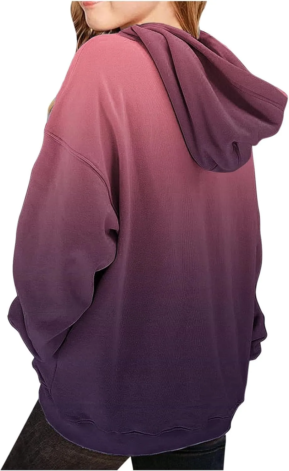 Cute Hoodies for Teen Gril Trendy Gradient Oversized Hooded Sweatshirts Long Sleeve Gril Pullover Tops 2-13 Years