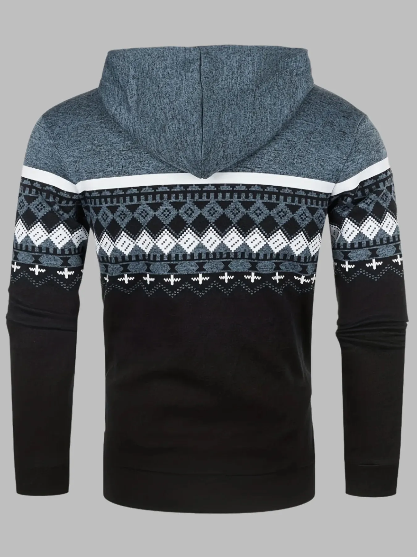 Edvard Nordic Hoodie | Herren-Hoodie mit norwegischem Strickmuster und Reißverschluss