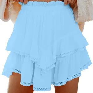Flowy Shorts for Women Casual Boho Floral Skort Ruffle Mini Skirts Running Tennis Butterfly Shorts 2025 Trendy Outfit