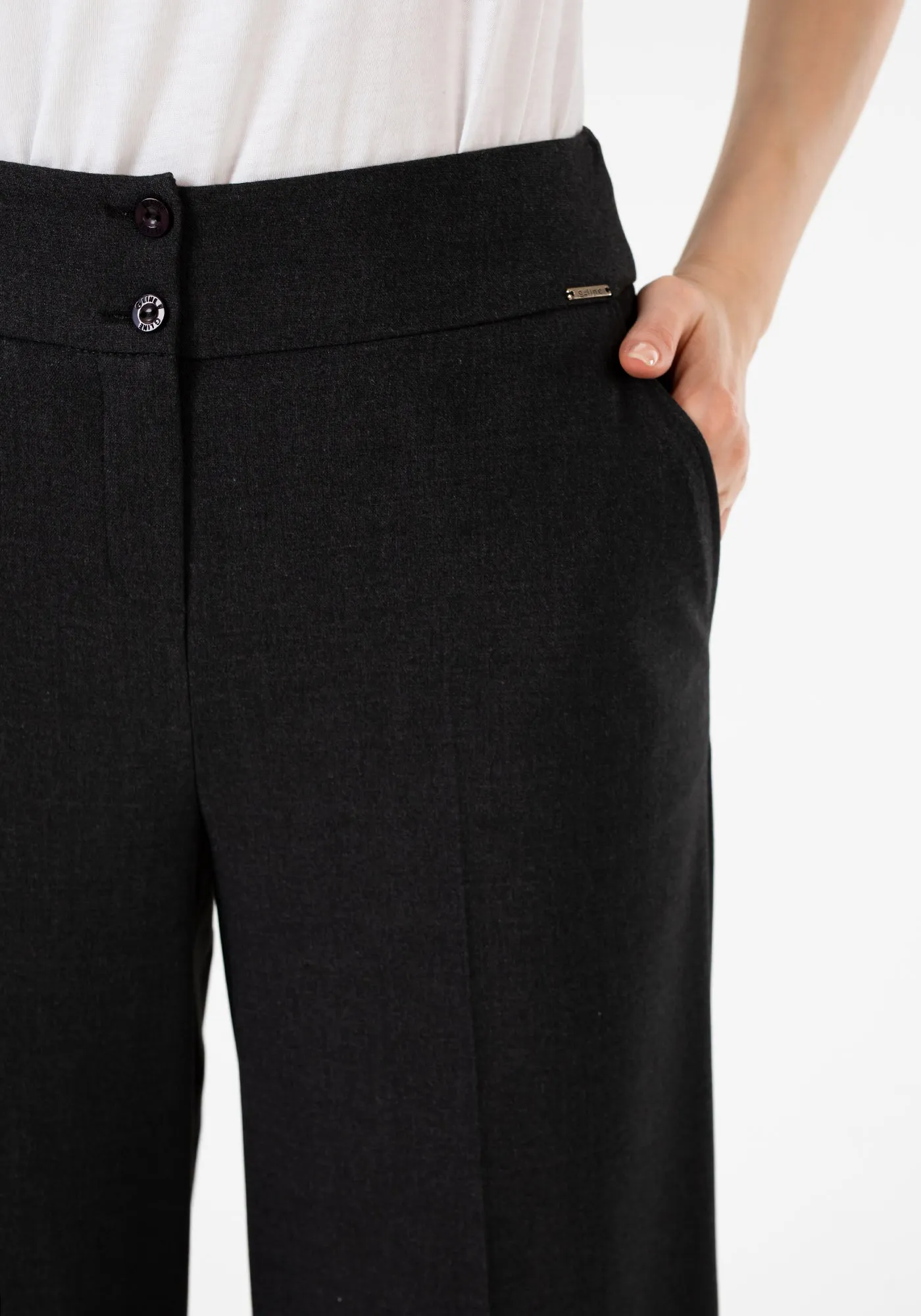 G-Line Charcoal Wide Leg Cropped Pants