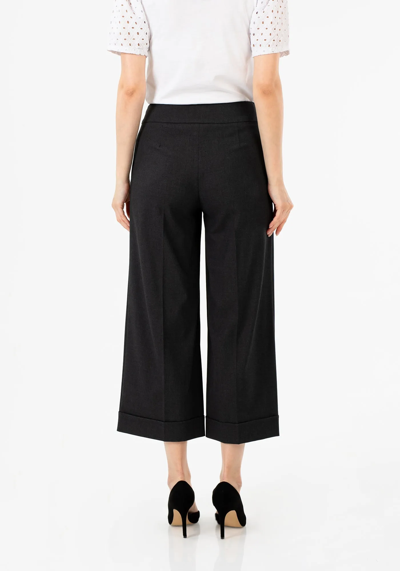 G-Line Charcoal Wide Leg Cropped Pants