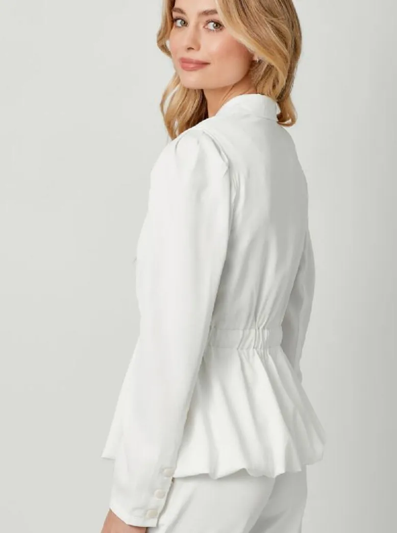 Gathering Waist Peplum Jacket [Off White-60448]