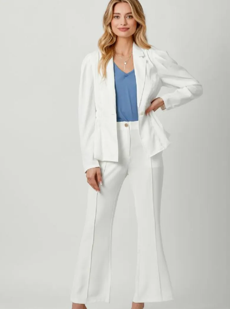 Gathering Waist Peplum Jacket [Off White-60448]