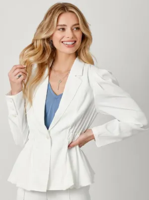Gathering Waist Peplum Jacket [Off White-60448]