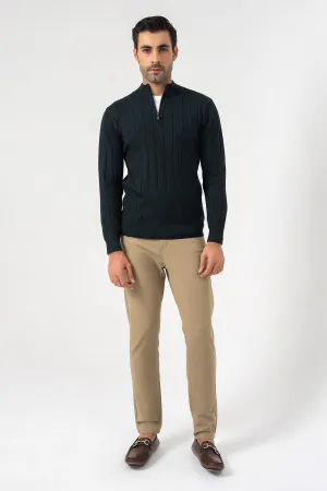 Green Half Zipper Sweater