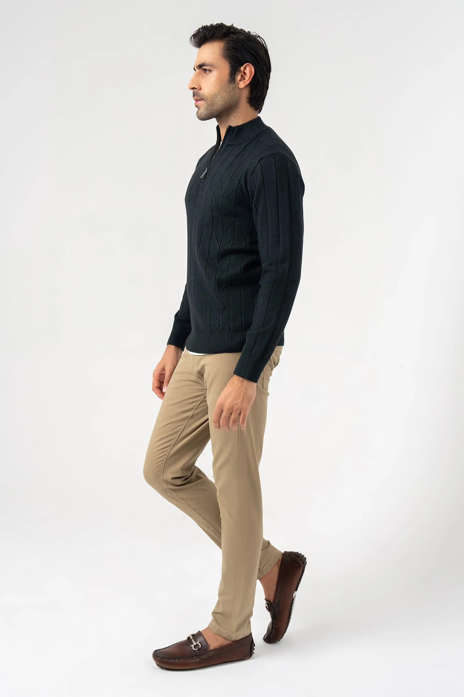 Green Half Zipper Sweater