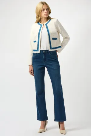 Joseph Ribkoff Woven Bouclé Denim Trim Jacket