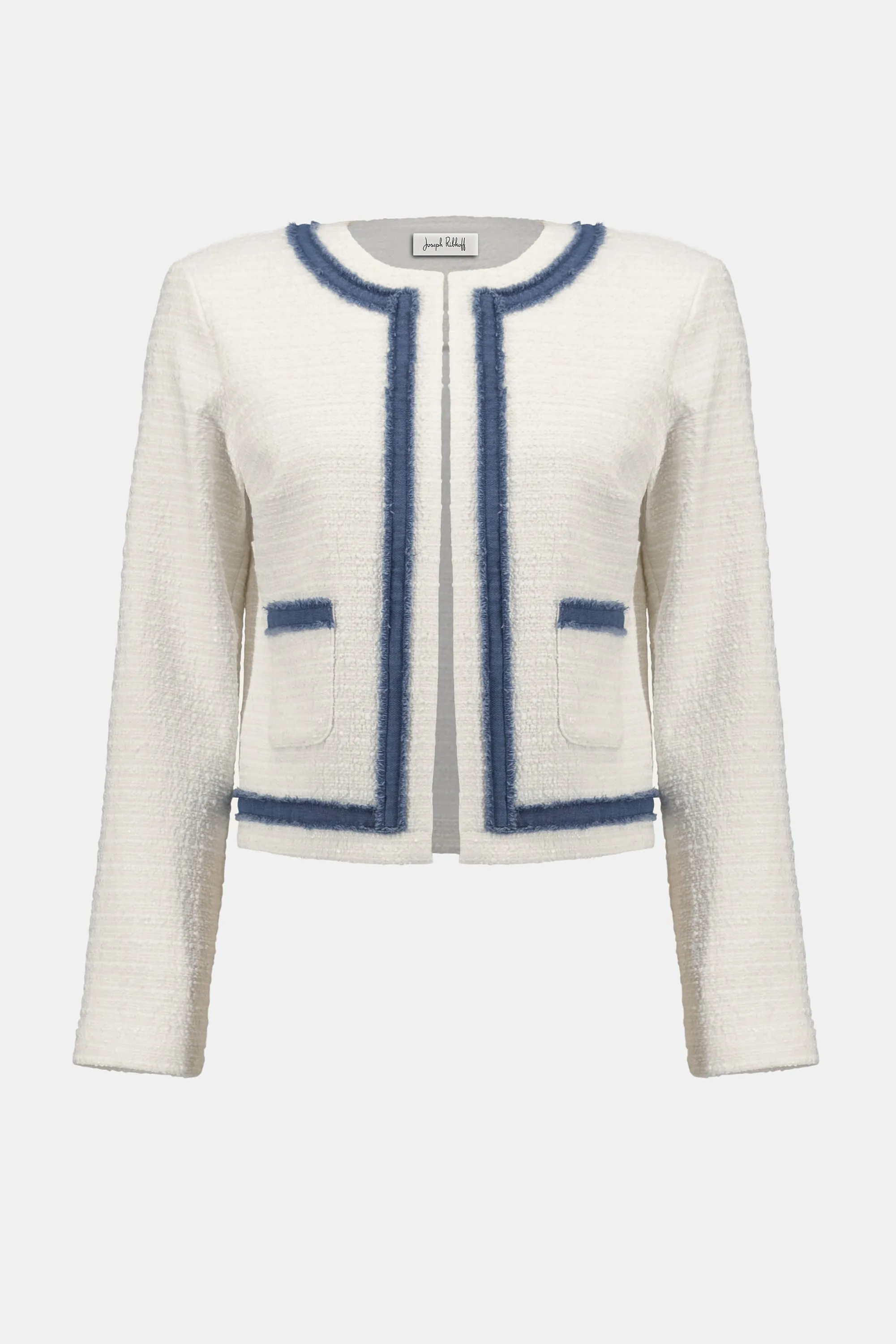 Joseph Ribkoff Woven Bouclé Denim Trim Jacket