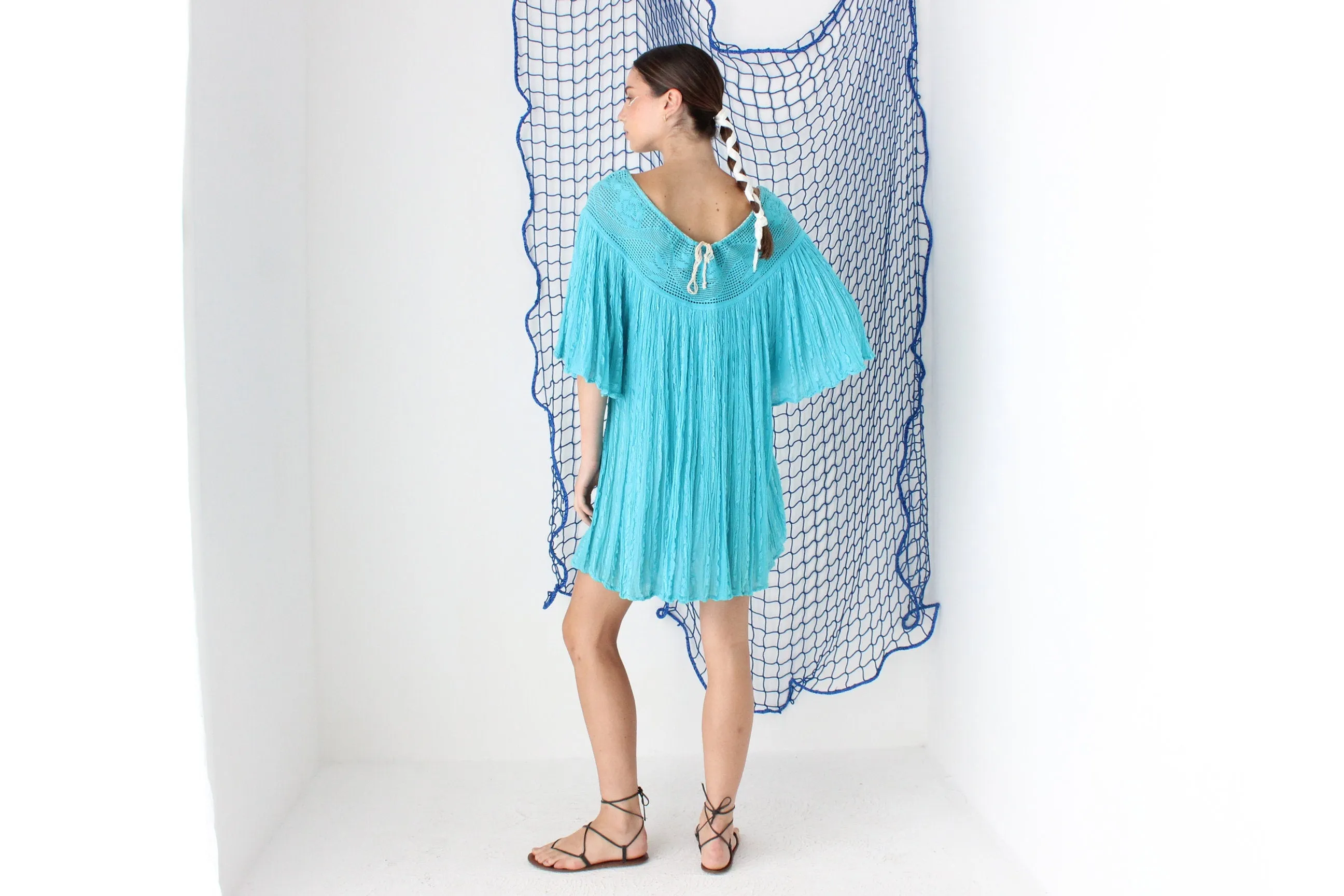 MADE IN GREECE 90s Cotton Gauze Breezy Trapeze Mini