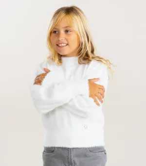 Mayoral Fuzzy Knit Sweater in White:  Size 8 to 18 Years