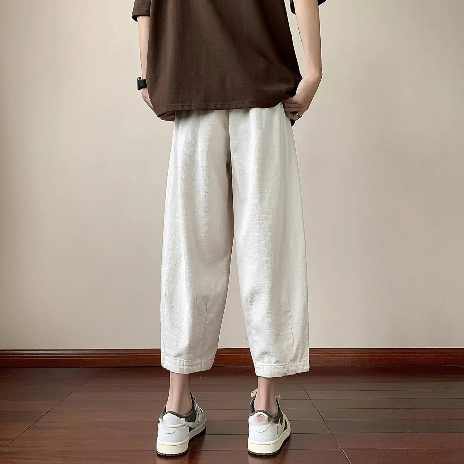 Mens Casual Ankle-Length Pants Chinese Style Summer Loose Harem Trousers