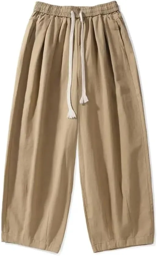 Mens Casual Ankle-Length Pants Chinese Style Summer Loose Harem Trousers