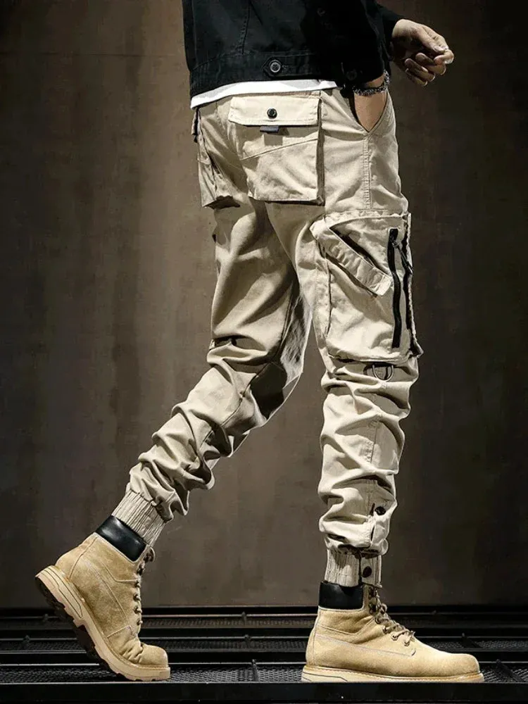 Men’s Loose Cargo Pants – Casual Motorcycle Biker Spandex Slacks for Autumn & All Seasons