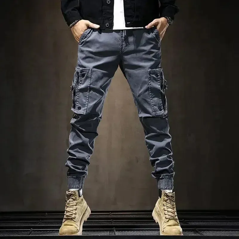 Men’s Loose Cargo Pants – Casual Motorcycle Biker Spandex Slacks for Autumn & All Seasons