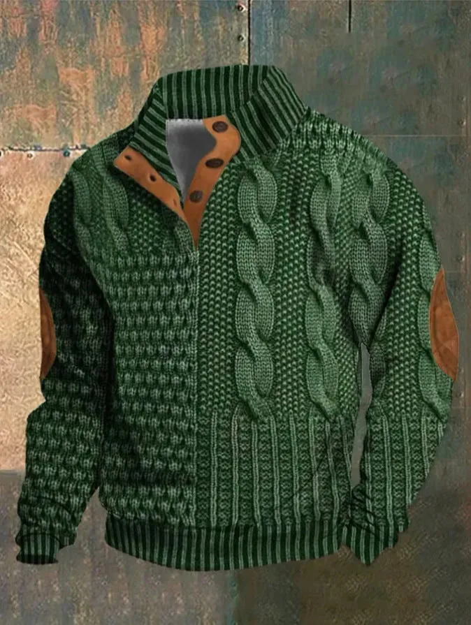 Men's Stand Collar Button Placket Sweater (8 colors)