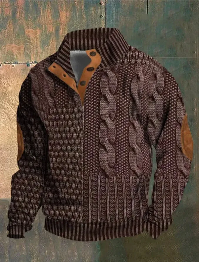 Men's Stand Collar Button Placket Sweater (8 colors)
