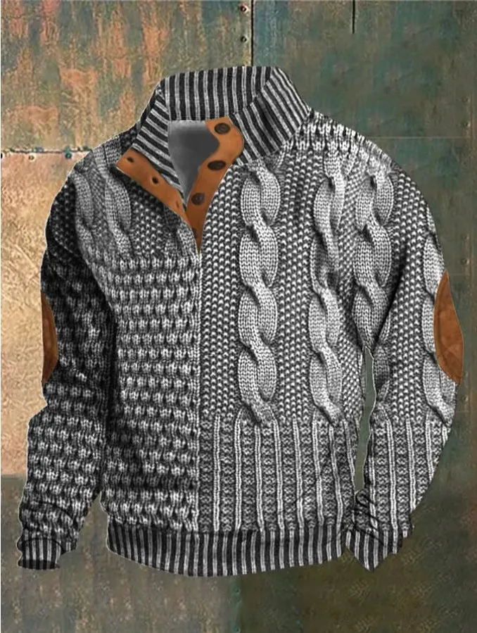 Men's Stand Collar Button Placket Sweater (8 colors)