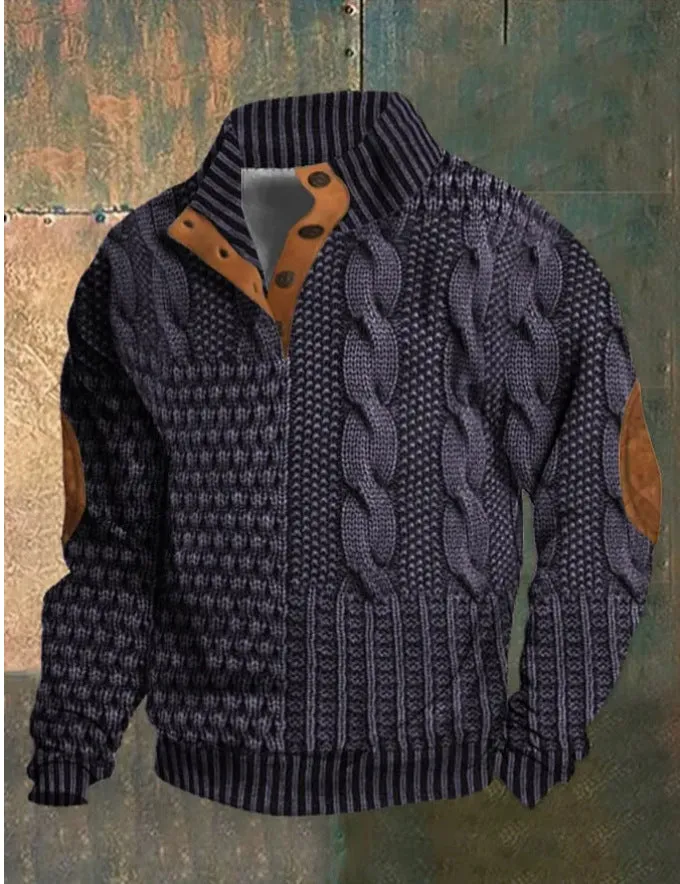 Men's Stand Collar Button Placket Sweater (8 colors)