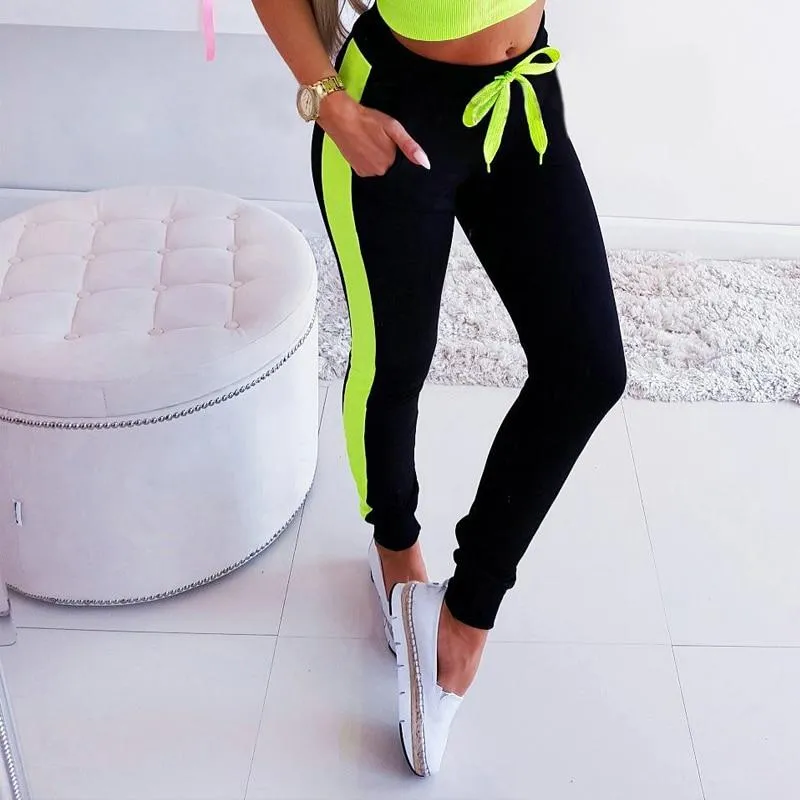 Mid Waist Pencil Slim Pants