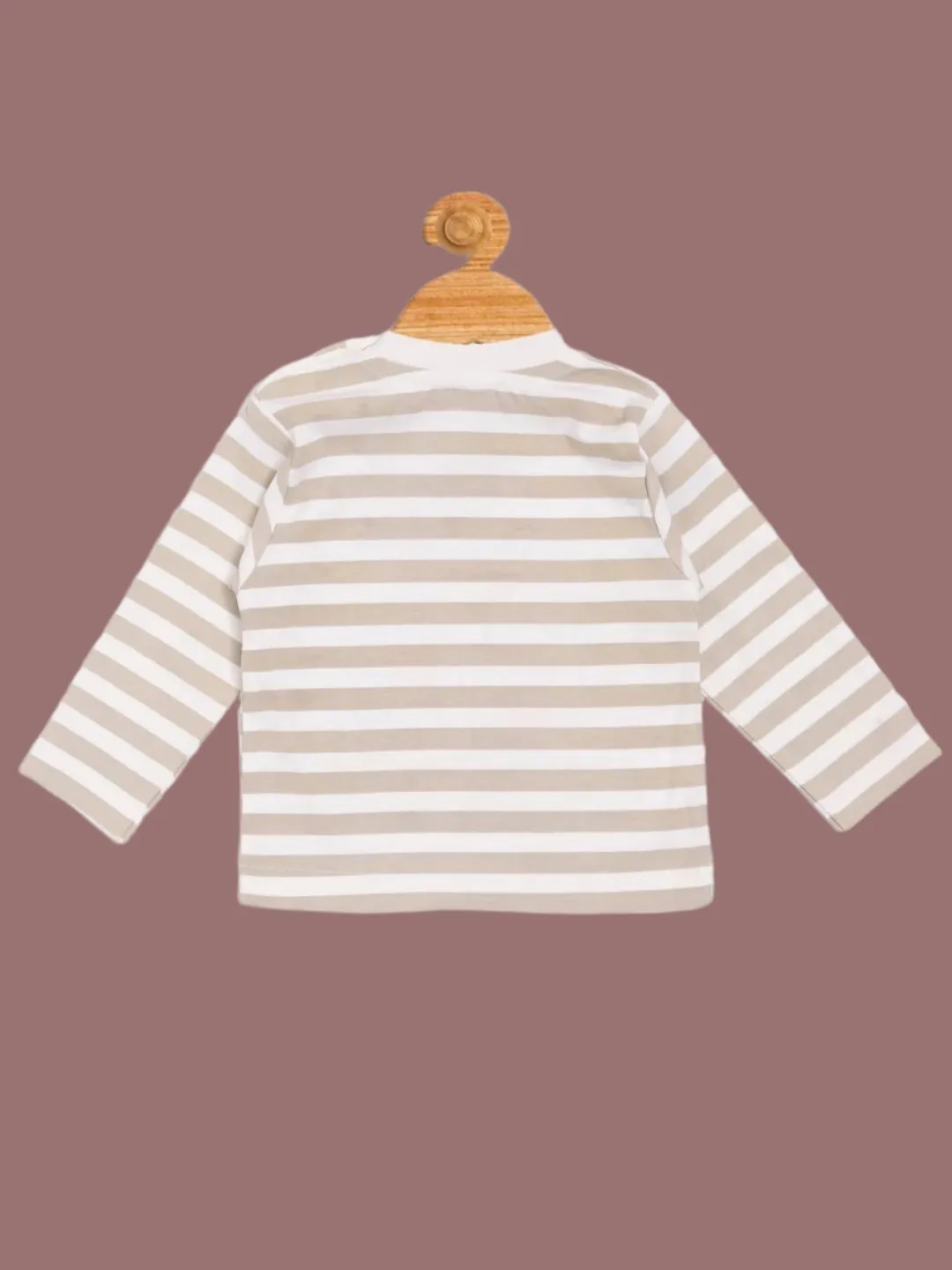 Olio Kids Boy’s Beige Striped Long Sleeve T-Shirt and Pants Set
