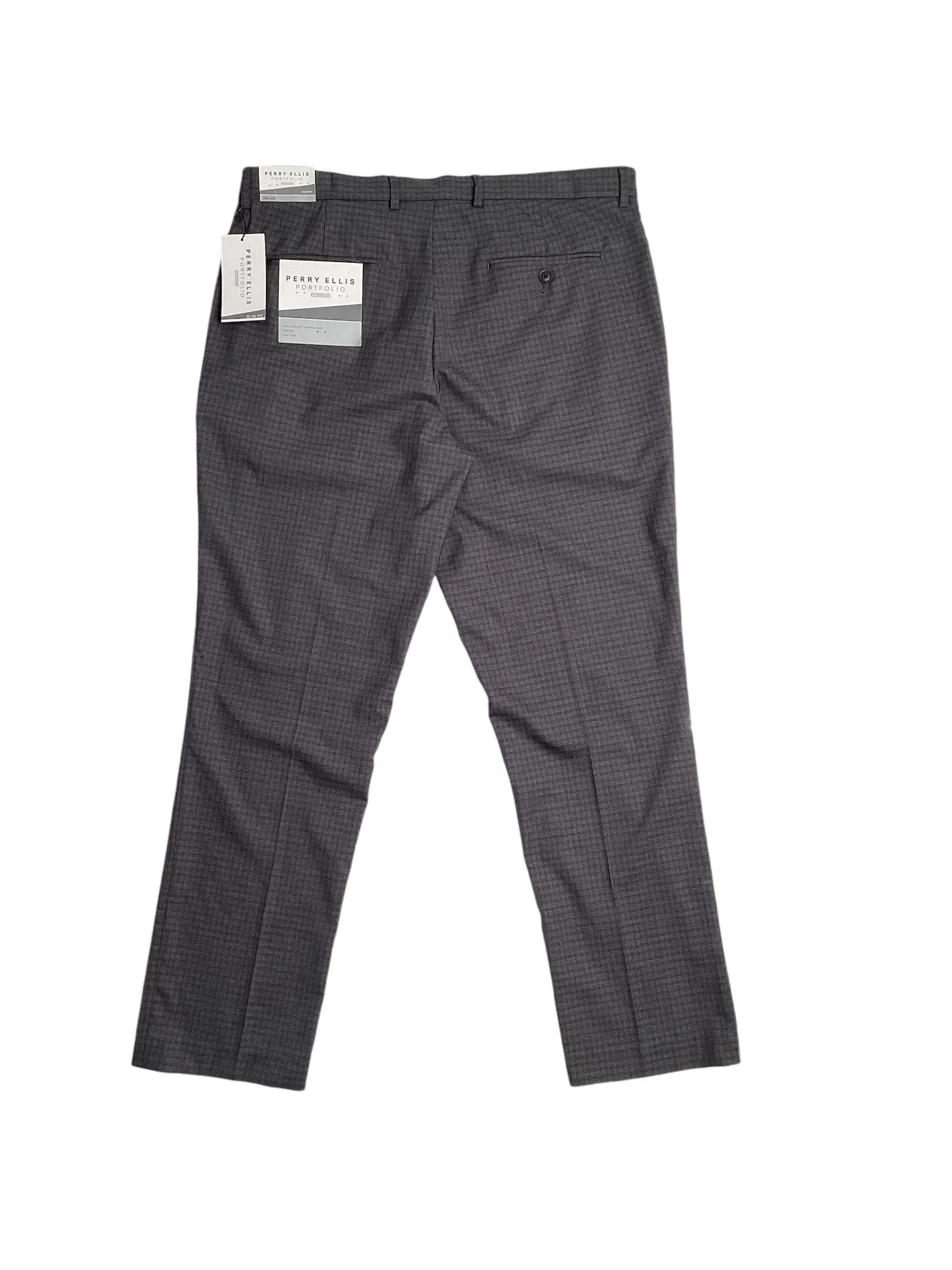Perry Ellis Portfolio Mens Slim Fit Solid Stretch Pants Charcoal Grey 34 x 30