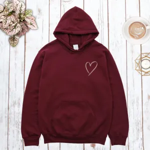 Plum Hooded Sweatshirt with Rose Gold Pocket Heart