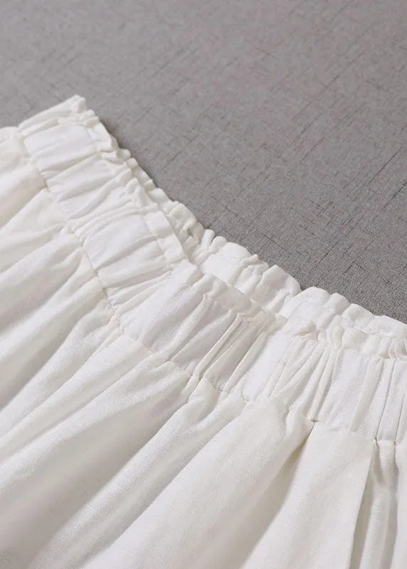 Plus Size Style White Ruffled Patchwork Pants Spring