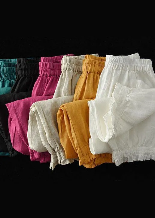 Plus Size White Pockets Harem Summer Pants Linen