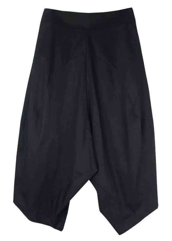 Plus Size White Pockets Patchwork Cotton Casual Harem Pants