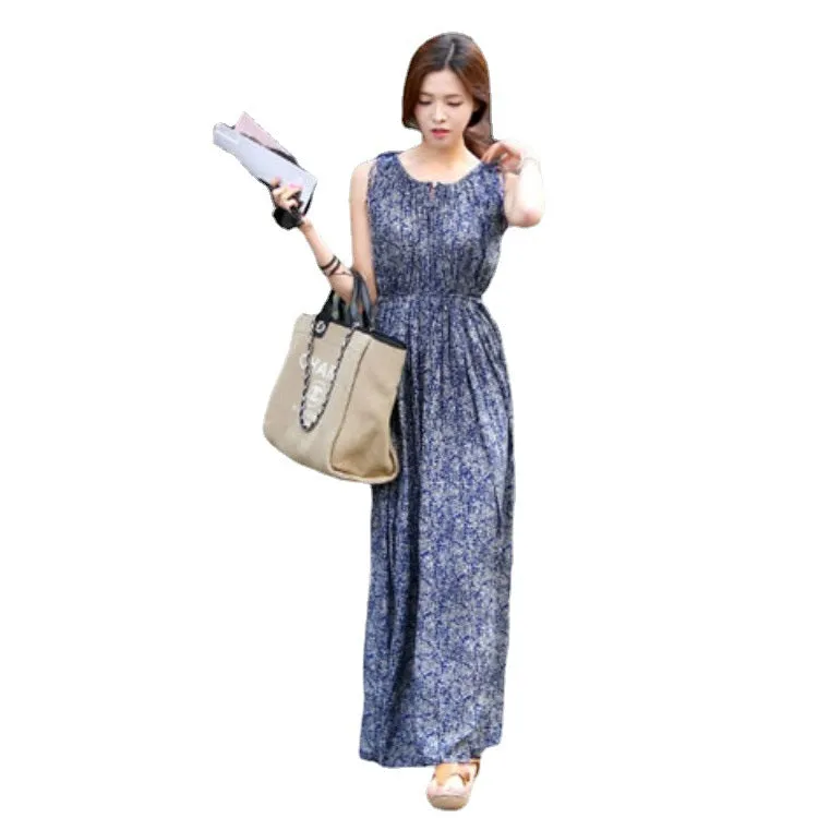 Sleeveless Floral Long Dress Skirt – Elegant & Breezy
