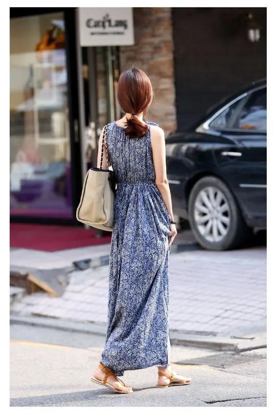 Sleeveless Floral Long Dress Skirt – Elegant & Breezy