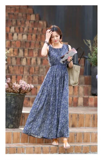 Sleeveless Floral Long Dress Skirt – Elegant & Breezy